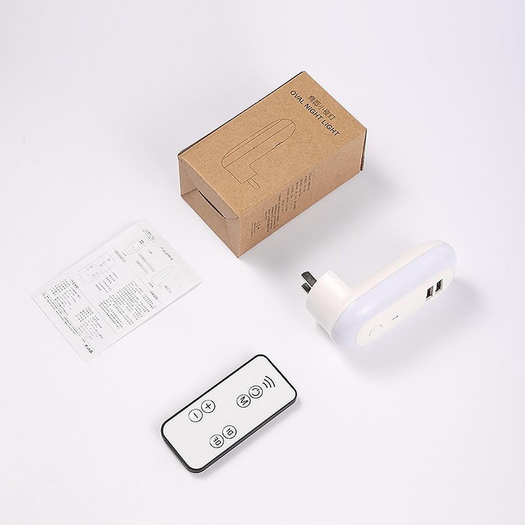 Đèn ngủ thông minh điều khiển từ xa 10 cấp độ, 3 chế độ sáng, tích hợp cổng USB sạc nhanh
