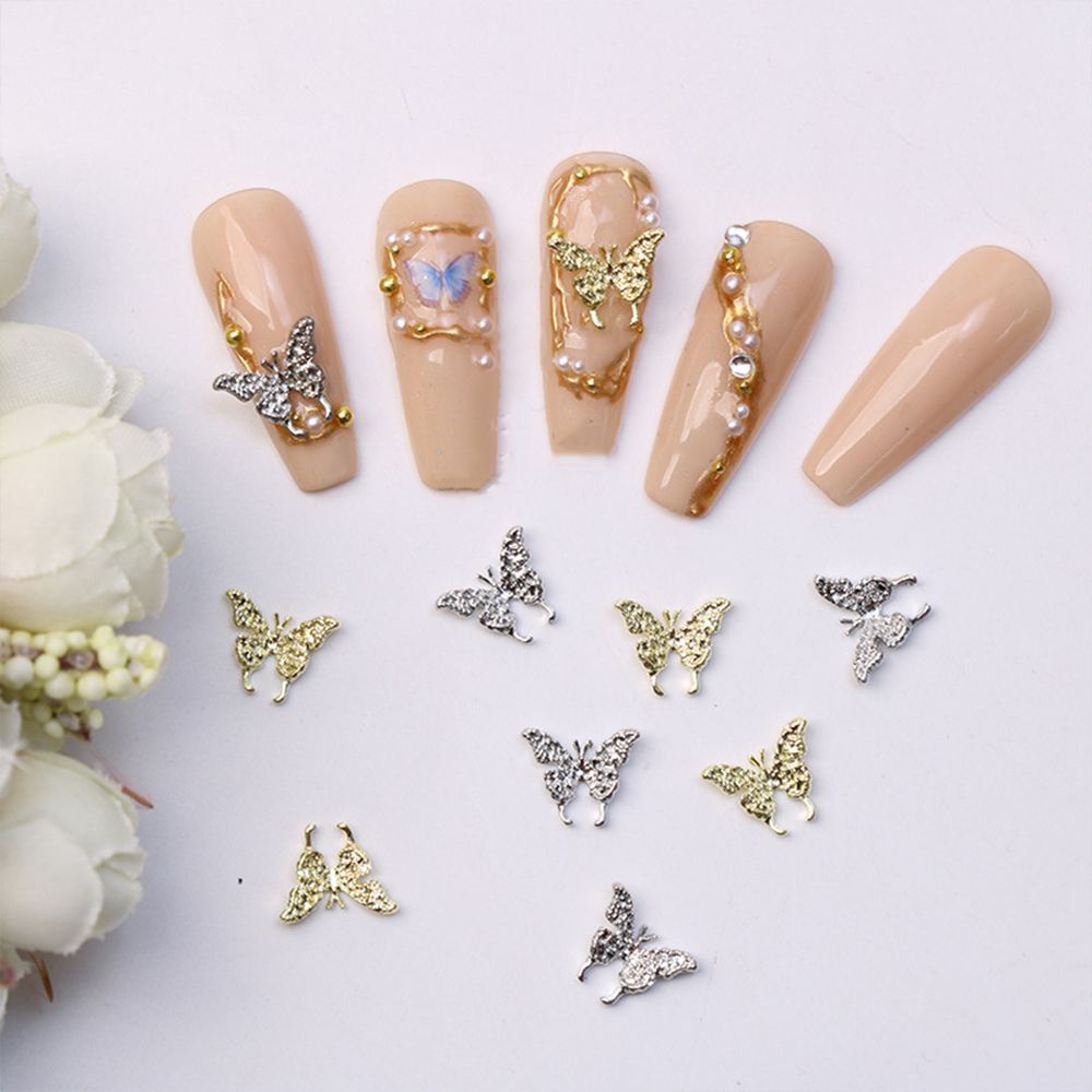 [Hàng mới về] Hạt phụ kiện trang trí móng tay nghệ thuật hình bướm 3d làm từ hợp kim kiểu Nhật sang trọng