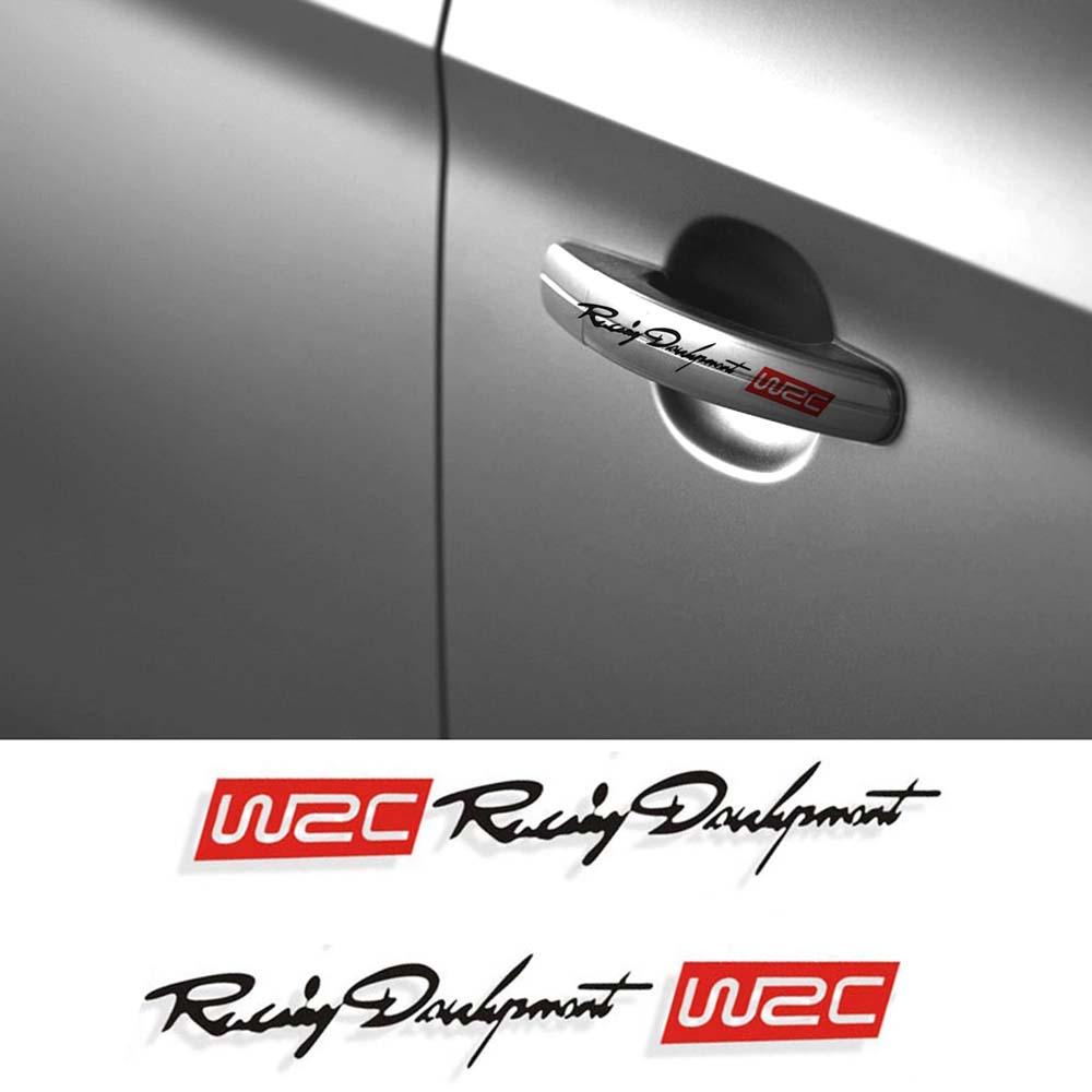 REBUY1 Set 4 Miếng Dán Decal Trang Trí Tay Nắm Cửa Xe Ô Tô Chữ WRC World Racing