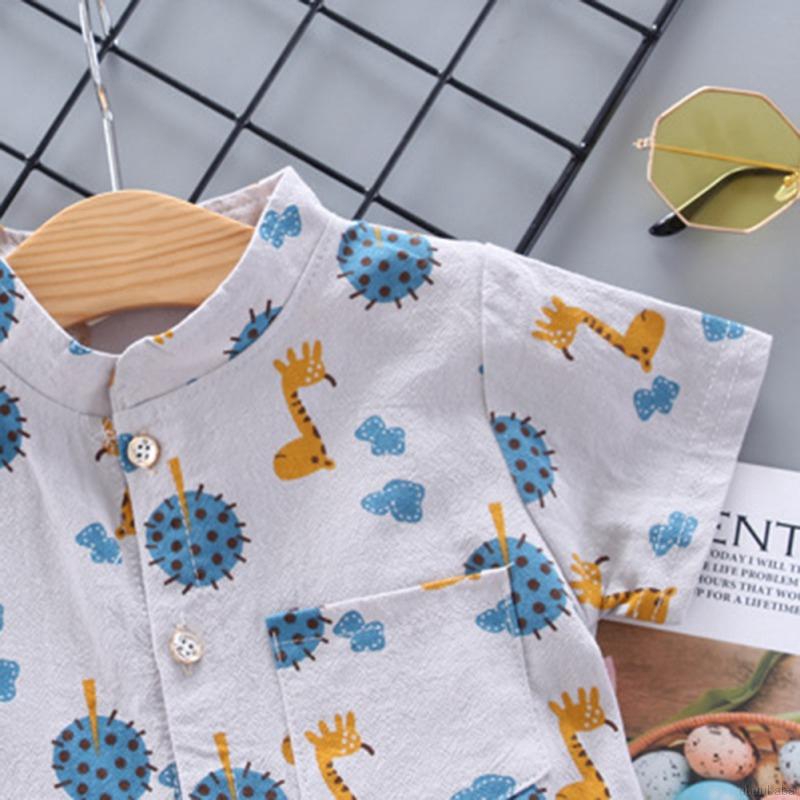 Bộ Áo Sơ Mi Ngắn Tay Cổ Bẻ Và Quần Short Đáng Yêu Cho Bé Trai