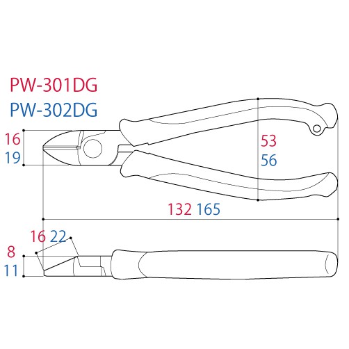 Kìm cắt tác động mạnh Tsunoda PW-301DG Made In Japan