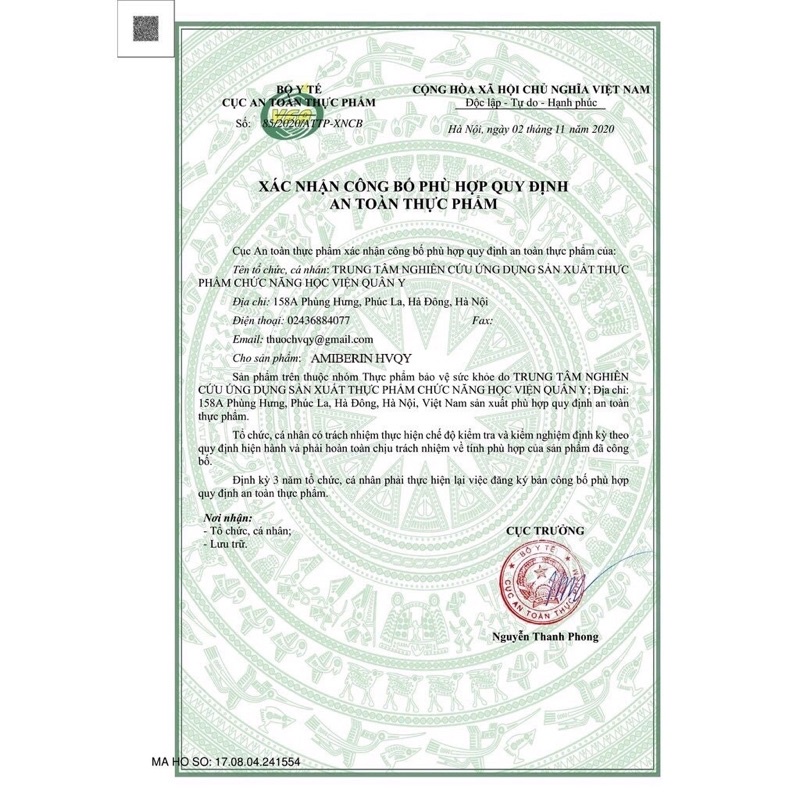 Amiberin  Học viện quân y lọ 100 viên