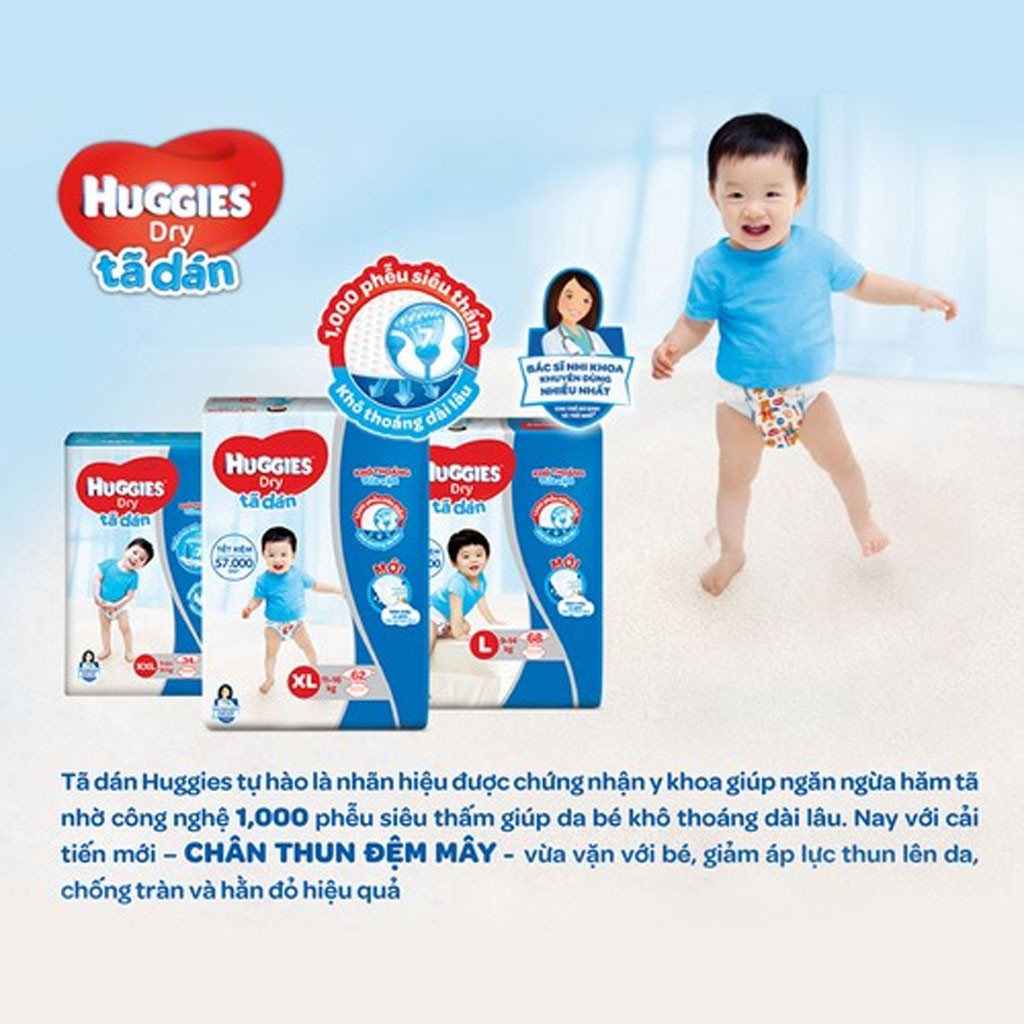 [CHÍNH HÃNG] Bỉm - Tã Dán Huggies Dry Size M76 (Cho Bé 6-11kg)