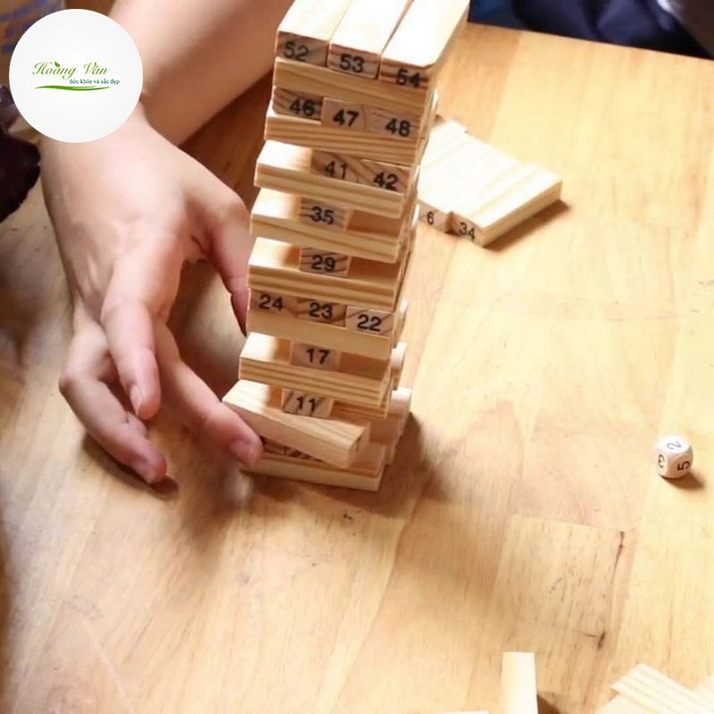 Đồ chơi rút gỗ số [Loại Lớn] có kèm xúc xắc làm bằng gỗ tự nhiên - Trò chơi thú vị đầy tư duy và chiến lược