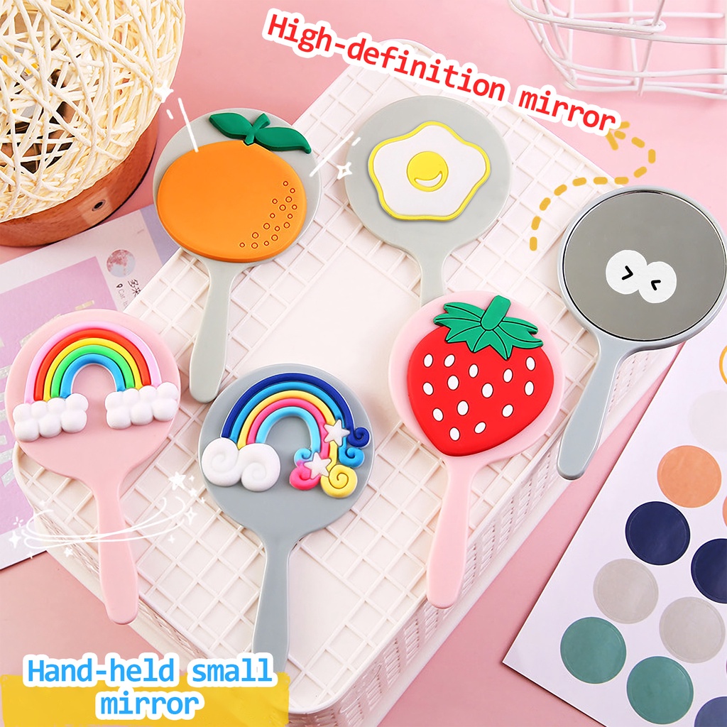 Gương Trang Điểm Mini Cầm Tay Hình Hoạt Hình Dễ Thương Cho Salon Làm Tóc