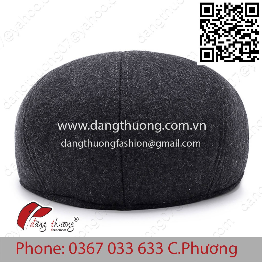 Mũ nồi nam bere beret nam trung niên cao tuổi cổ điển nỉ dạ dày dặn có tai phủ che tai ấm ấp