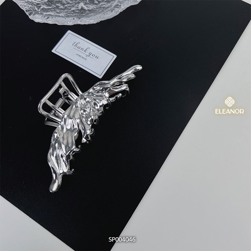 Kẹp tóc nữ càng cua Eleanor Accessories thiết lượn sóng màu bạc phụ kiện tóc 4046