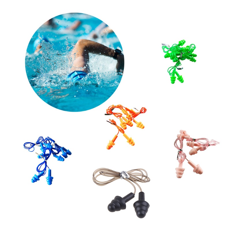 Set 5 Cặp Nút Bịt Tai Bằng Silicon Mềm Thoải Mái Chống Nước Chống Ồn Có Thể Tái Sử Dụng