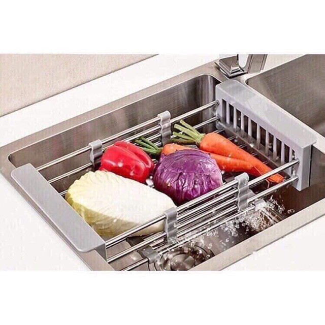 Khay Inox Gấp Gọn Bồn Rửa Bát Tiện Lợi