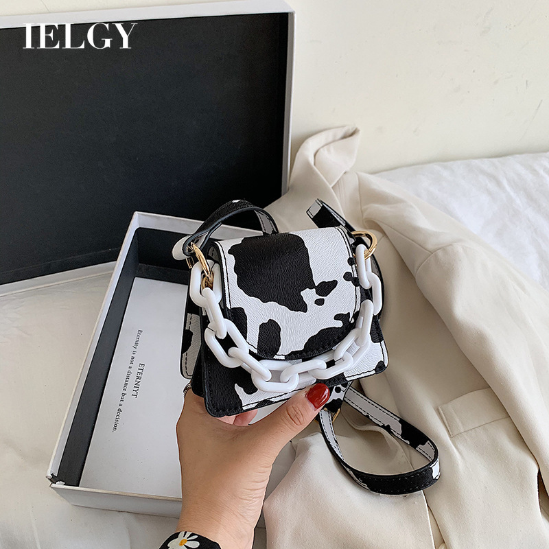 Túi Xách Đeo Chéo Họa Tiết Da Bò Sữa Thời Trang Nữ IELGY