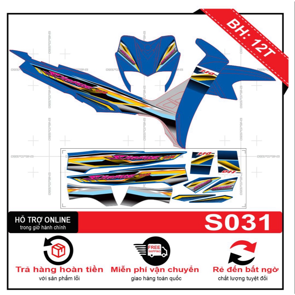 Tem rời sirius xanh bạc S031 -- SHIN DECAL 2
