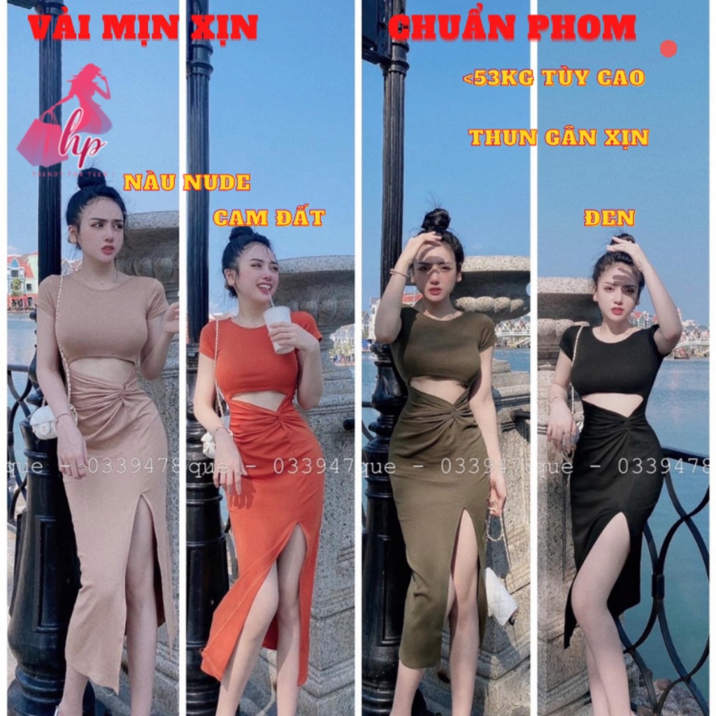 Váy đầm xẻ tà xoắn eo hở bụng khoe body nữ tay ngắn tôn dáng dự tiệc cực sang chảnh mã VD171 | BigBuy360 - bigbuy360.vn