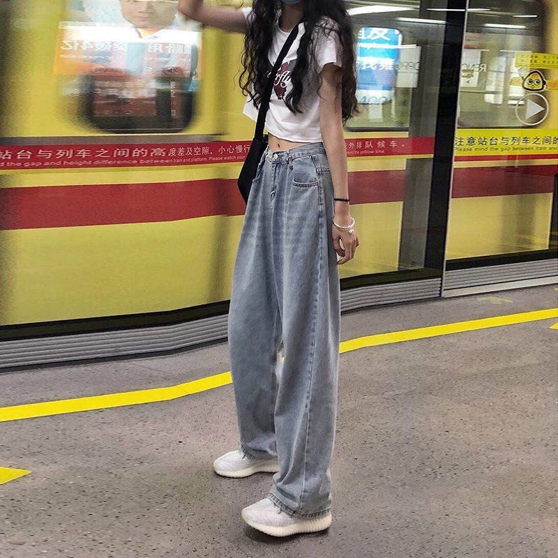 Quần jeans xanh cài khuy tự điều chỉnh tôn dáng cực đỉnh