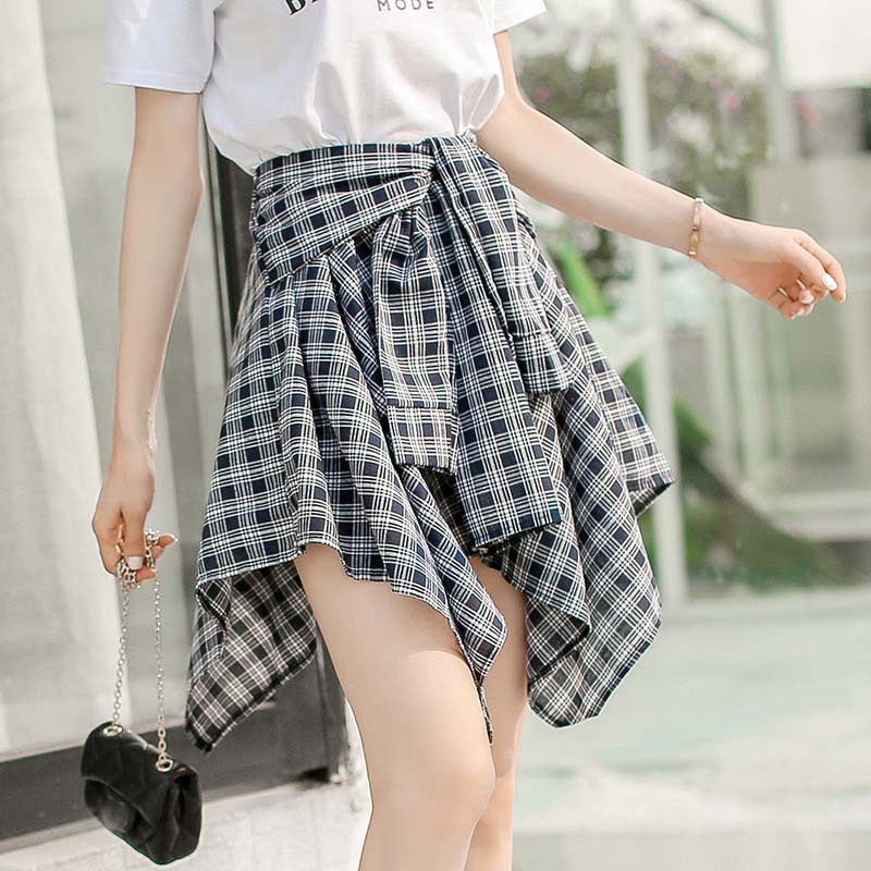 Váy lưng cao in họa tiết sọc caro chất liệu polyester thời trang cho nữ | BigBuy360 - bigbuy360.vn