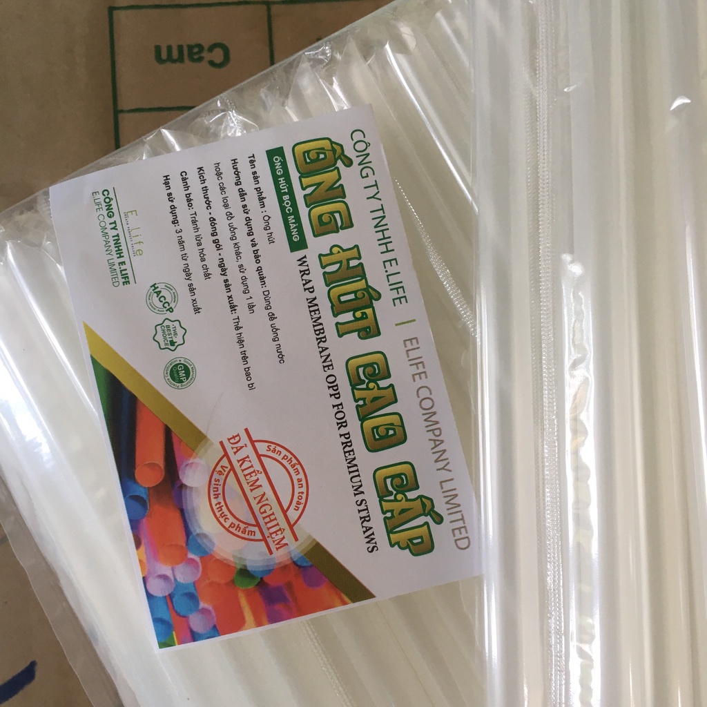 Ống Hút Trà Sữa Phi 6, 8 & Phi 12 Có Màng Bọc Từng Cây. Dùng Hút Sinh Tố, Trà Sữa, Trà Chanh, Coffee