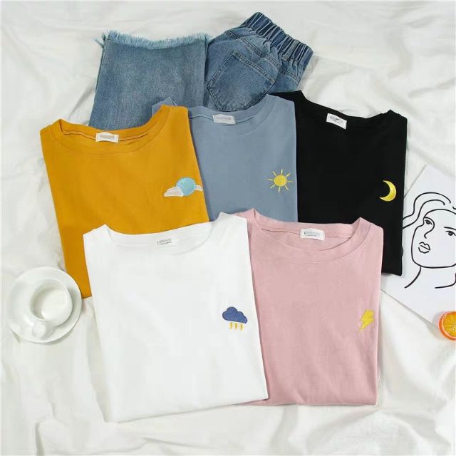 Áo thun dài tay thêu hình thời tiết | BigBuy360 - bigbuy360.vn