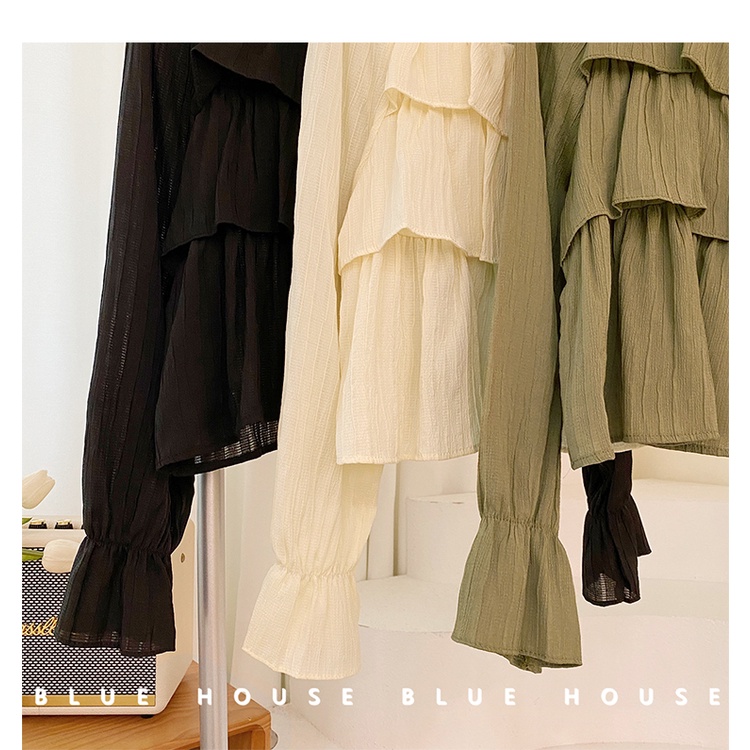 Áo Sơ Mi Tay Dài Cổ Vuông Xếp Ly Phong Cách Hàn Quốc Cho Nữ Baju Baju Wanita Lengan Panjang Hàng Mới Có Sẵn