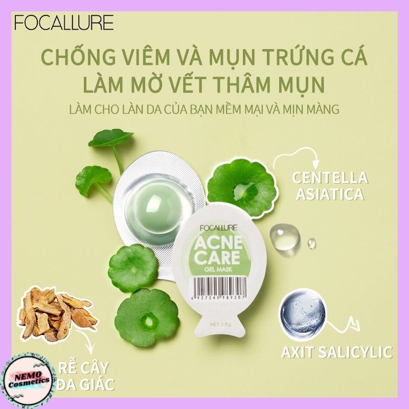 Mặt nạ trắng da Focallure 3.8g hỗ trợ giảm mụn dưỡng ẩm kiểm soát dầu thừa trong 7 ngày nội địa Trung