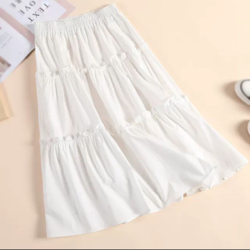 chân váy midi xoè tầng chất đũi lụa 2màu ảnh thật | BigBuy360 - bigbuy360.vn