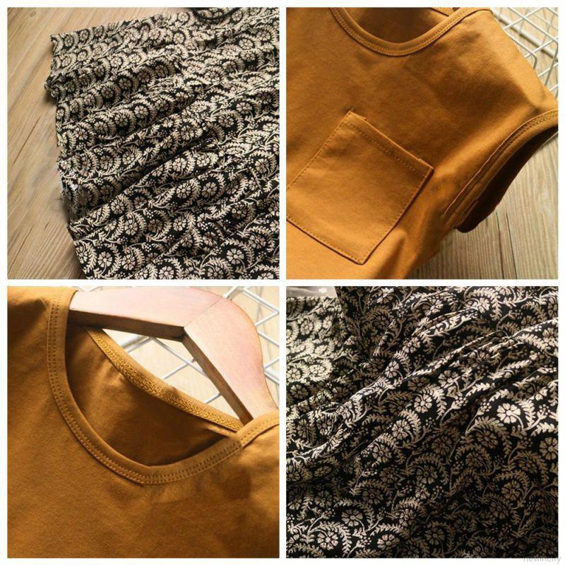 Bộ áo thun sát nách + chân váy in hoa cho bé