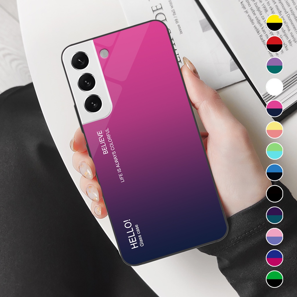 Ốp điện thoại Samsung Glaxy S22, S22 Plus - Gradient edition, chất liệu kính cường lực