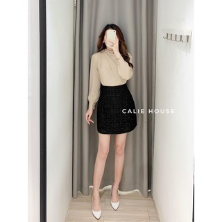 ÁO SƠ MI LỤA KIỂU CỔ CHÉO VAI ĐÍNH NGỌC