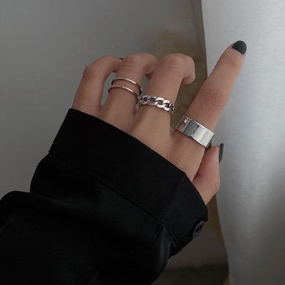 Bộ 3 nhẫn thiết kế hở có thể điều chỉnh phong cách thời trang Hàn Quốc