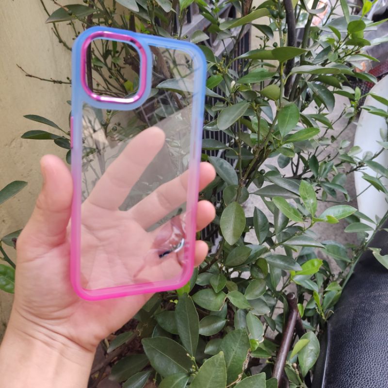 Ốp Điện Thoại Lưng Cứng Trong Suốt Màu  Cầu Vồng Cho iPhone 11