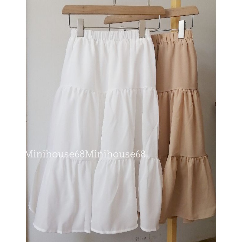 CHÂN VÁY MIDI 3 TẦNG XÒE 2 LỚP VẢI SIÊU CÁT MỊN (Ảnh thật shop chụp & clip cận chất vải) | BigBuy360 - bigbuy360.vn