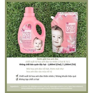 NƯỚC GIẶT CHO BÉ HƯƠNG HOA ANH ĐÀO NATURE LOVE MERE 1300ML/1800ML