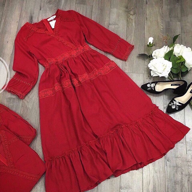 (Hàng sẵn) Váy boho đỏ dáng dài Váy maxi dài đỏ | BigBuy360 - bigbuy360.vn