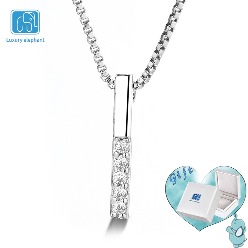 Luxury elephant Women Necklace One Word Strip Pendant Vertical Clavicle Chain Simplicity Temperament 925 Silver Necklaces for Jewelry Collection Accessories Friend Family Gift Anniversary Birthday