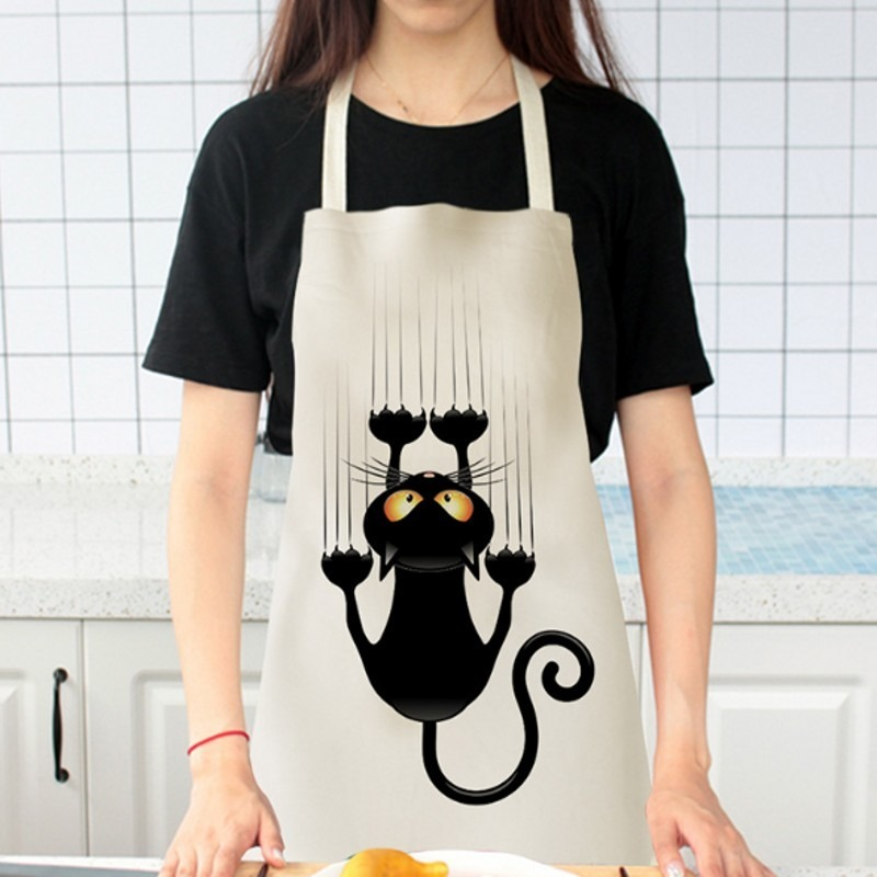 Tạp Dề Làm Bếp In Hình Mèo Dễ Thương Thời Trang Đơn Giản