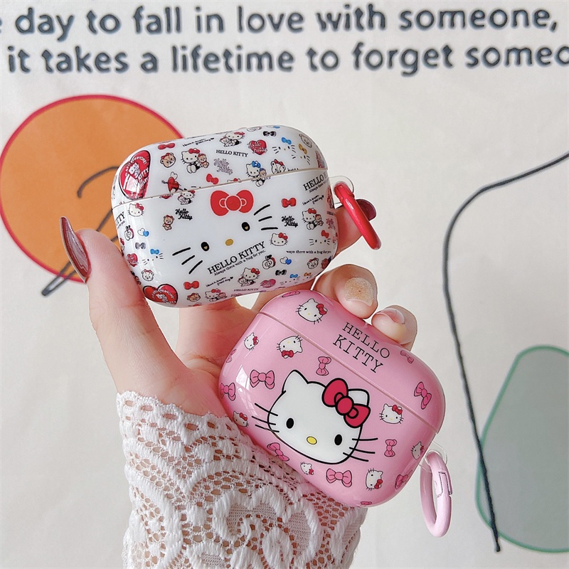 Vỏ bảo vệ hộp sạc tai nghe Bluetooth Airpods Pro/1/2 họa tiết Hello Kitty dễ thương