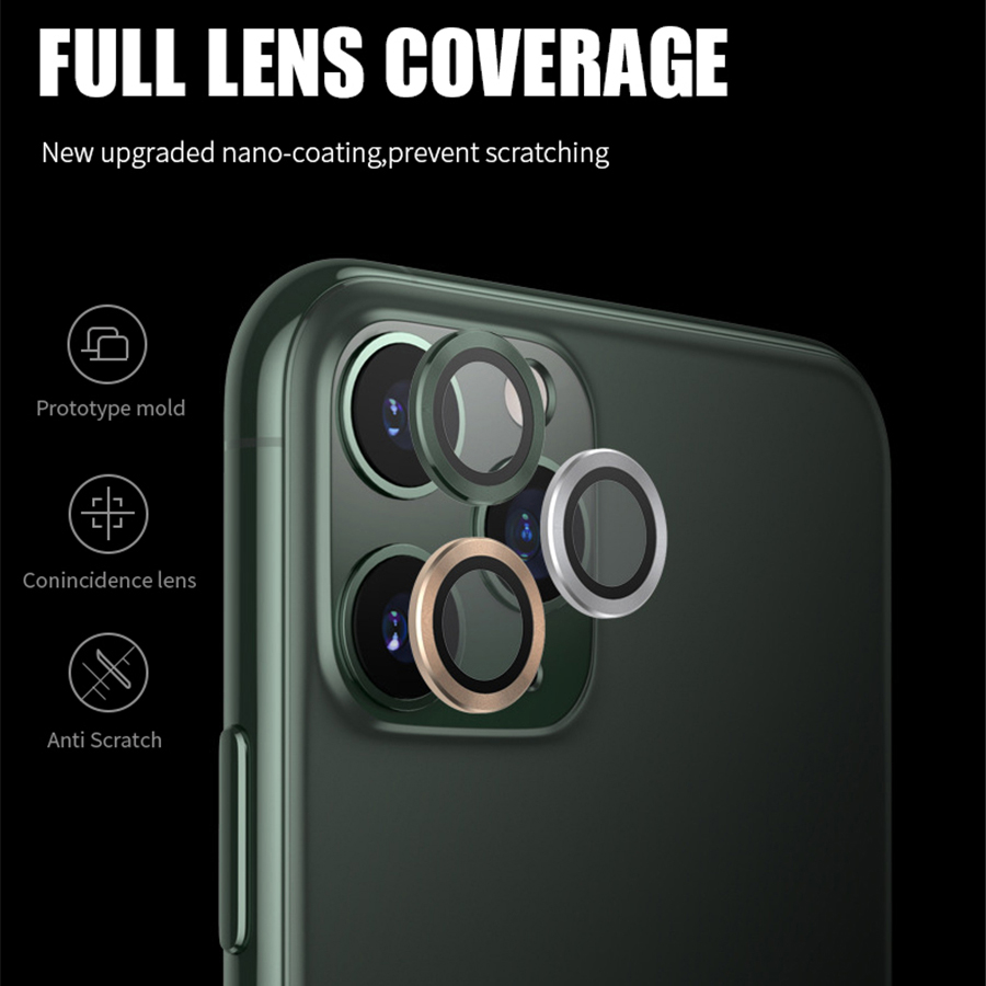 Ốp Điện Thoại 2 Trong 1 Bảo Vệ Ống Kính Máy Ảnh + Vòng Kim Loại Cho iPhone 11 / 12 / 14 / 13Pro Max mini 14 plus