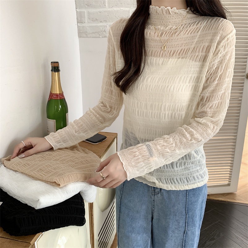 Áo Lưới Cổ Cao Thêu Hoa Tinh Tế Phong Cách Mới