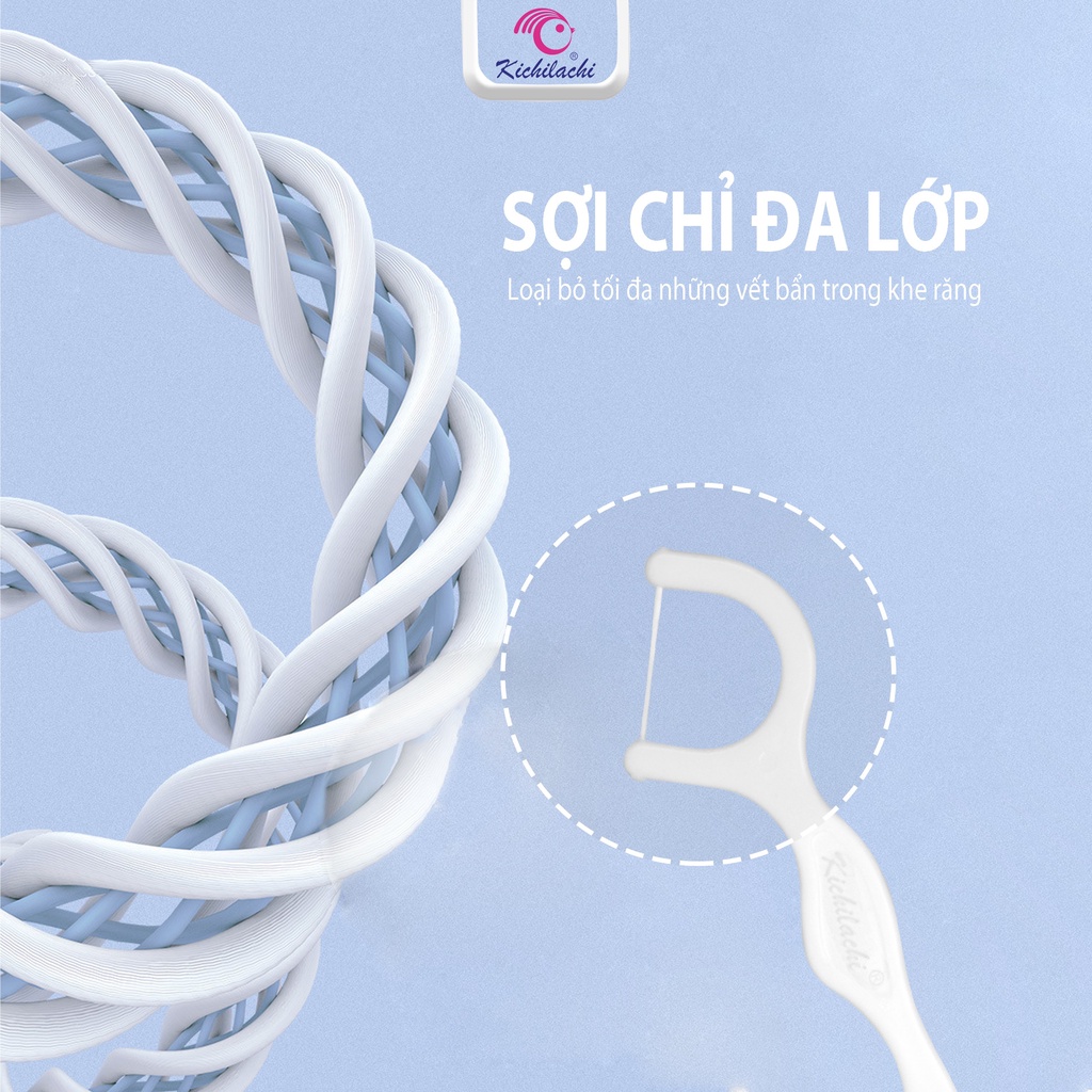 Tăm Chỉ Nha Khoa Oralkichi, Bảo Vệ Răng Miệng Chống Sâu Răng Gói 80 Chiếc