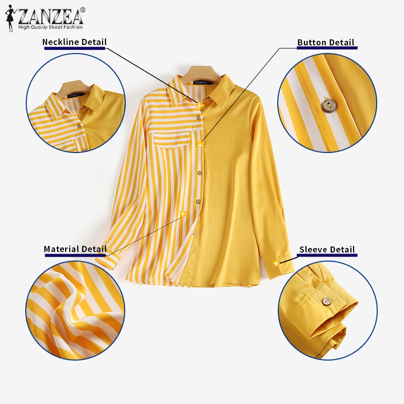Áo sơ mi dài tay ZANZEA họa tiết kẻ sọc thời trang