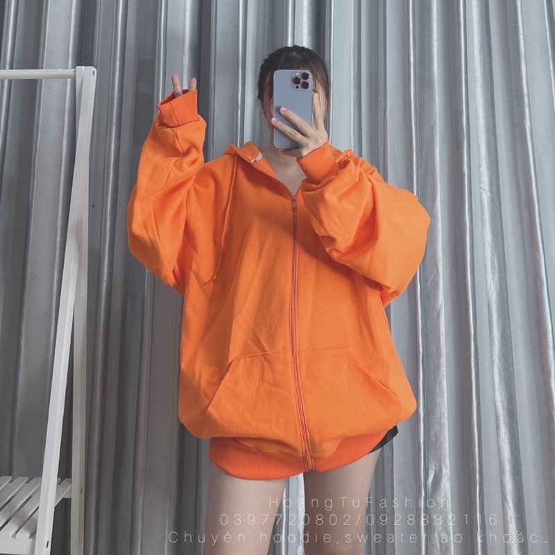 Áo khoác hoodie nỉ bông Màu Cam 🍊 M601