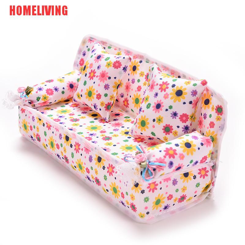 Set 3 Ghế Sofa 2 Gối Tựa Cho Nhà Búp Bê Barbie