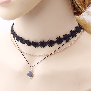 Vòng cổ choker 3 tầng bông hoa 4 cánh VCC004