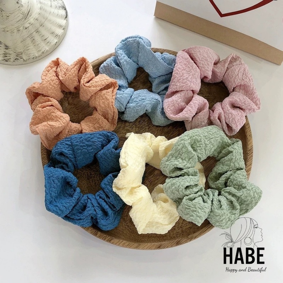 Dây buộc tóc scunchies cột tóc đẹp cho nữ, đồ cột tóc vải xốp bồng bềnh phong cách Hàn Quốc