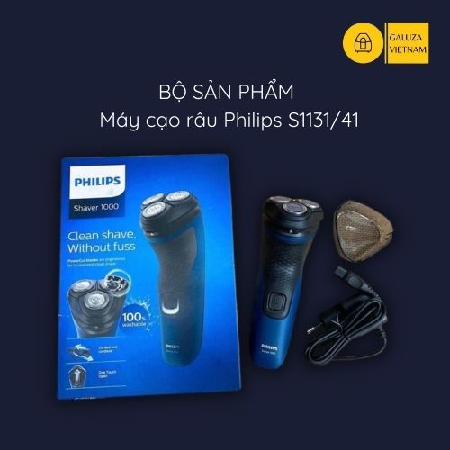 Máy cạo râu Philips S1131/41 SERIES 1000 lưỡi dao tự mài bén ComfortCut, cạo khô/ướt, hàng chính hãng fullbox BH 12tháng