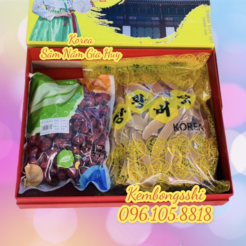 [SET QUÀ BIẾU] Hộp Quà Tặng Nấm Linh Chi, Táo Đỏ HÀN QUỐC [Hộp 1 kg táo + 0.5 kg nấm linh chi]