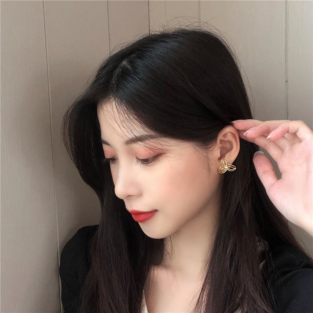 Bông Tai Hình Chiếc Lá Đính Ngọc Trai S925 yanqueens Thời Trang Cho Nữ