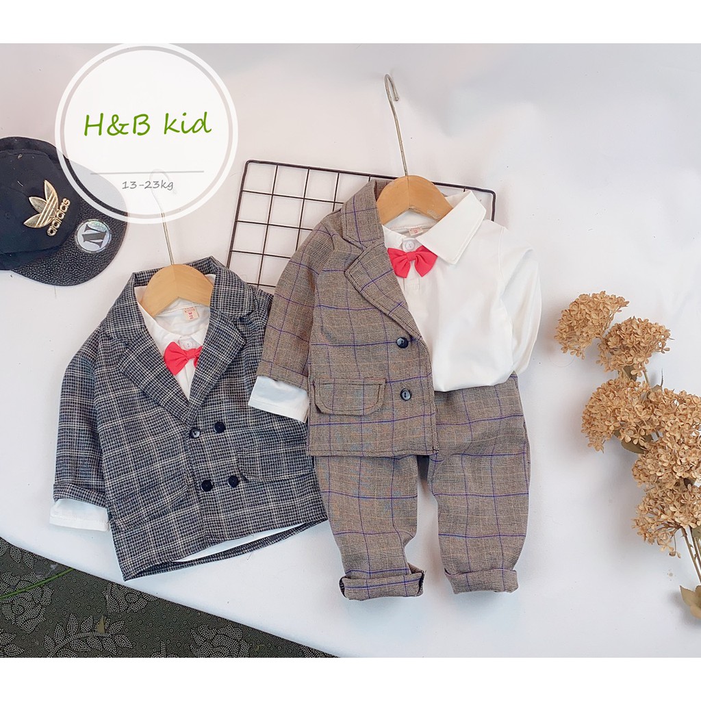 TẾT 2021 Set vest 3 chi tiết bé trai hàng H&amp;B kids