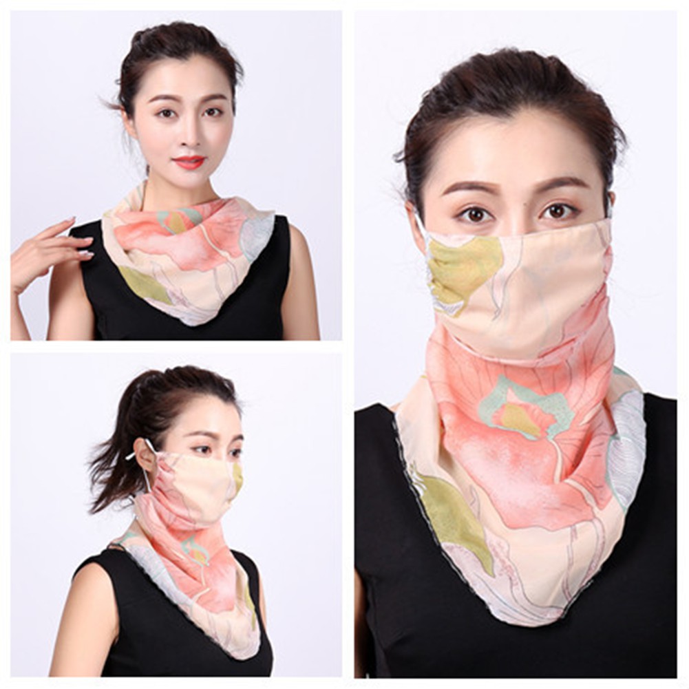 Khẩu trang che mặt tích hợp khăn choàng cổ chống bụi và tia UV in hình họa tiết hoa thời trang dành cho nữ | BigBuy360 - bigbuy360.vn