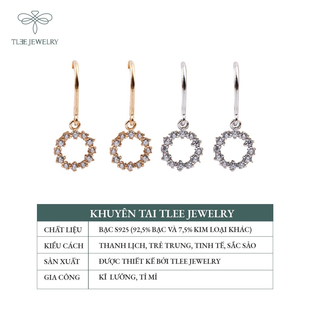 Khuyên tai bạc nữ TLEE circle dáng tua dài móc cài NCJ B0156