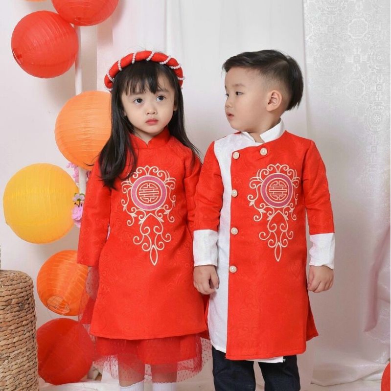 Áo dài cách tân hoa văn màu Đỏ (9-35kg)
