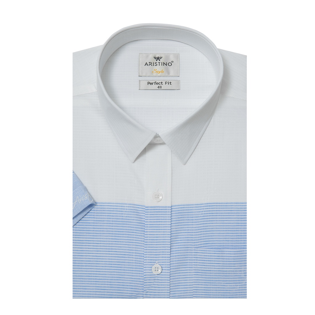 Áo Sơ Mi Nam Ngắn Tay ARISTINO ASS038S1 Somi Công Sở Cao Cấp Màu Trắng Kẻ Xanh Chất Sơi Sồi Mềm Mát Dáng Suông Tà Bằng | BigBuy360 - bigbuy360.vn